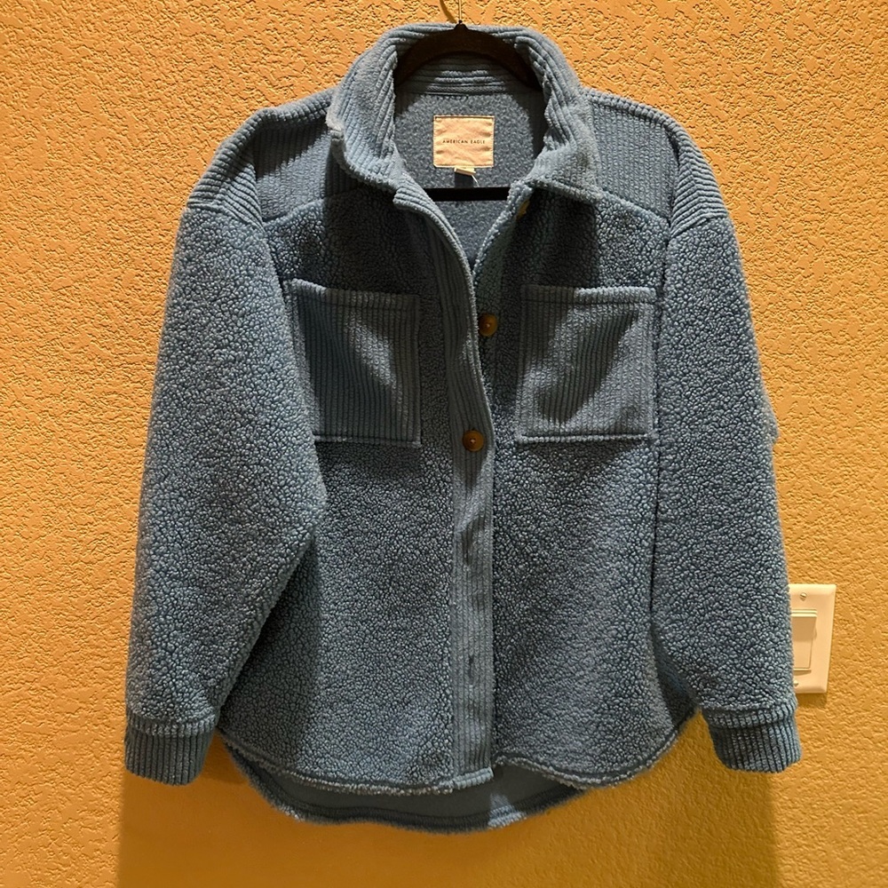 Blue Teddy Bear Sherpa Jacket XS - Picture 3 of 5